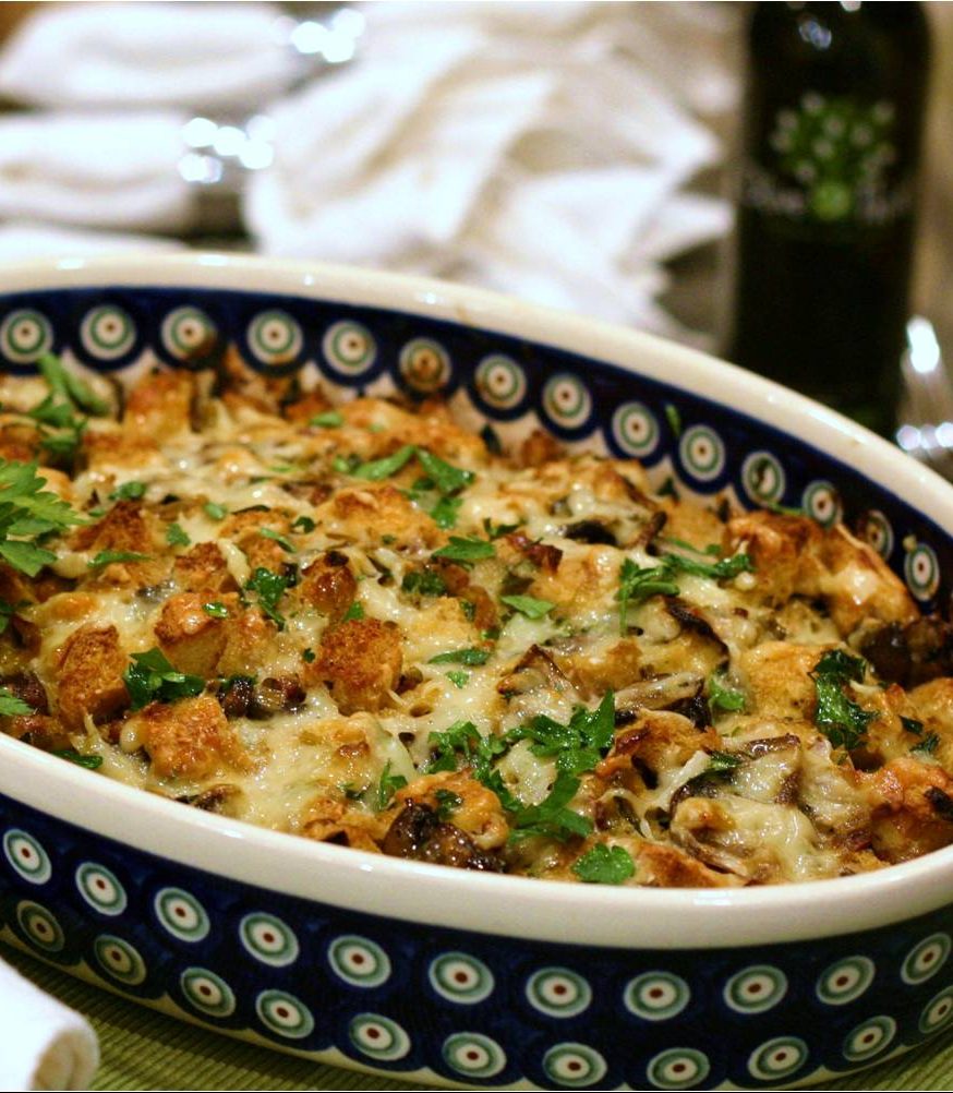 Mushroom And Leek Bread Pudding With Tarragon Olive Oil Olive This