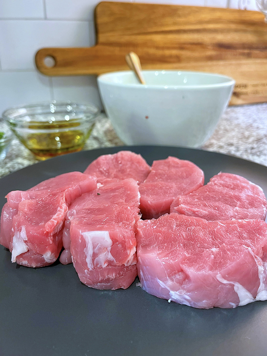 Sautéed Pork Loin with Lemon Mint Chimichurri and Sultana Cardamom ...